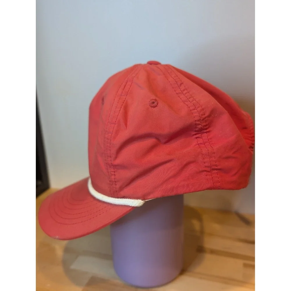 LA‎ Rope Hat Coral Red Embroidered Logo Lightweight Summer Travel Cap